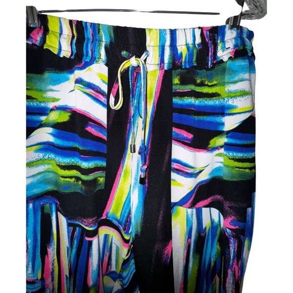 Soho New York & Company Street Abstract Jogger Neon Pants Large Athleisure 80’s - Picture 3 of 8